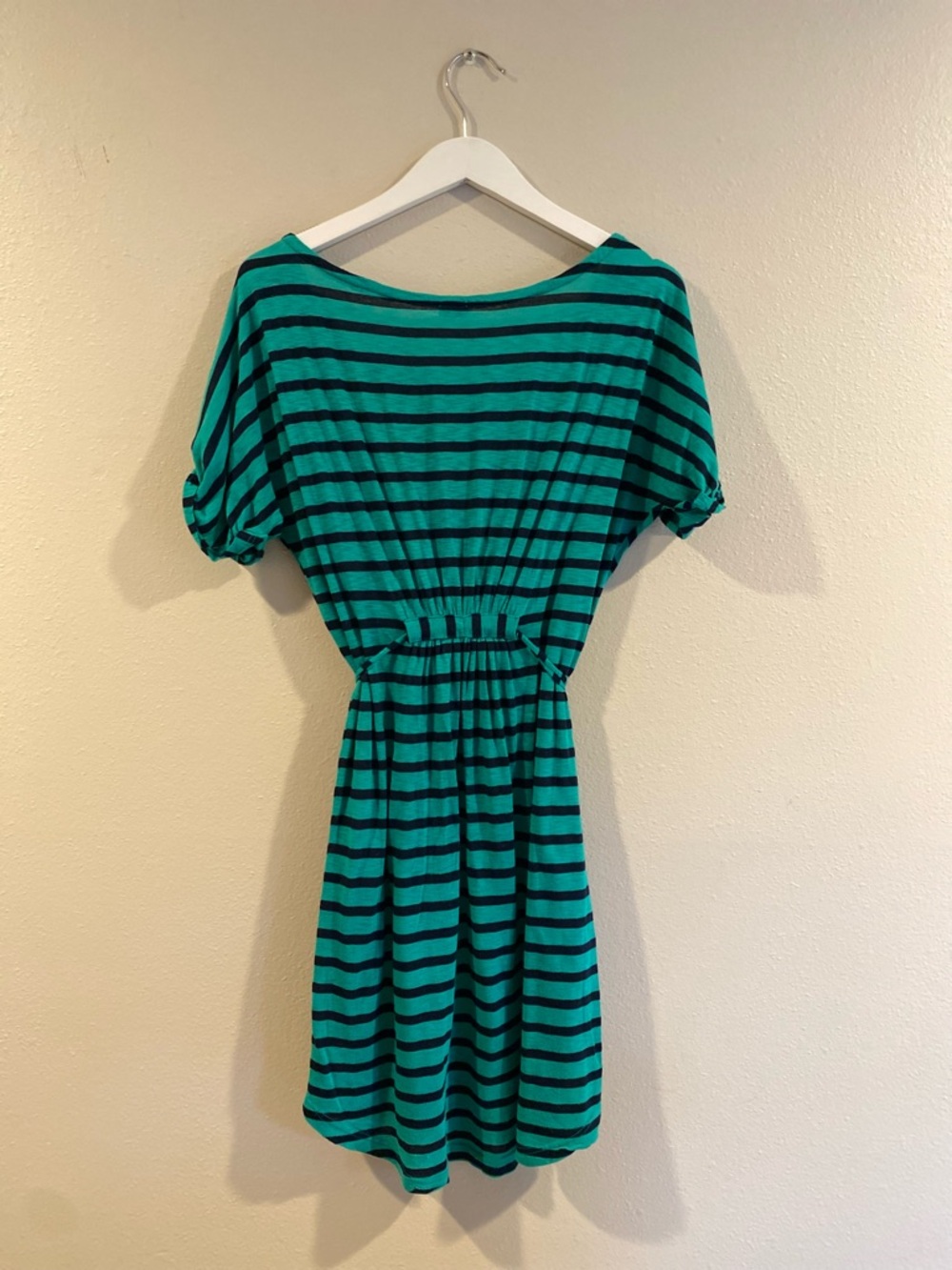 Splendid Striped Mini Dress Pima Cotton & Modal Green Navy Small - Picture 6 of 9